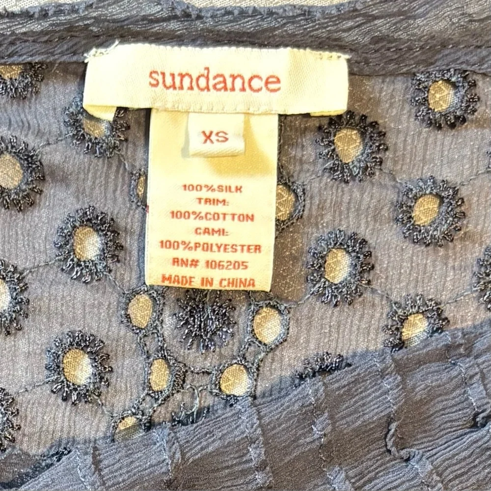 Sundance silk sheer whimsical blouse womans XS blue/gray romantic fairy ethereal - Picture 4 of 7